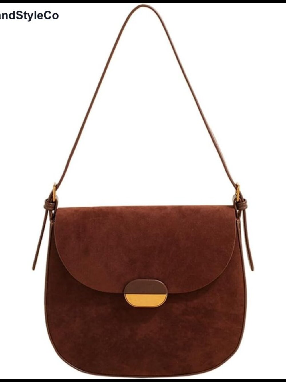 Faux Suede Saddle Crossbody Bag with Detachable Adjustable Strap